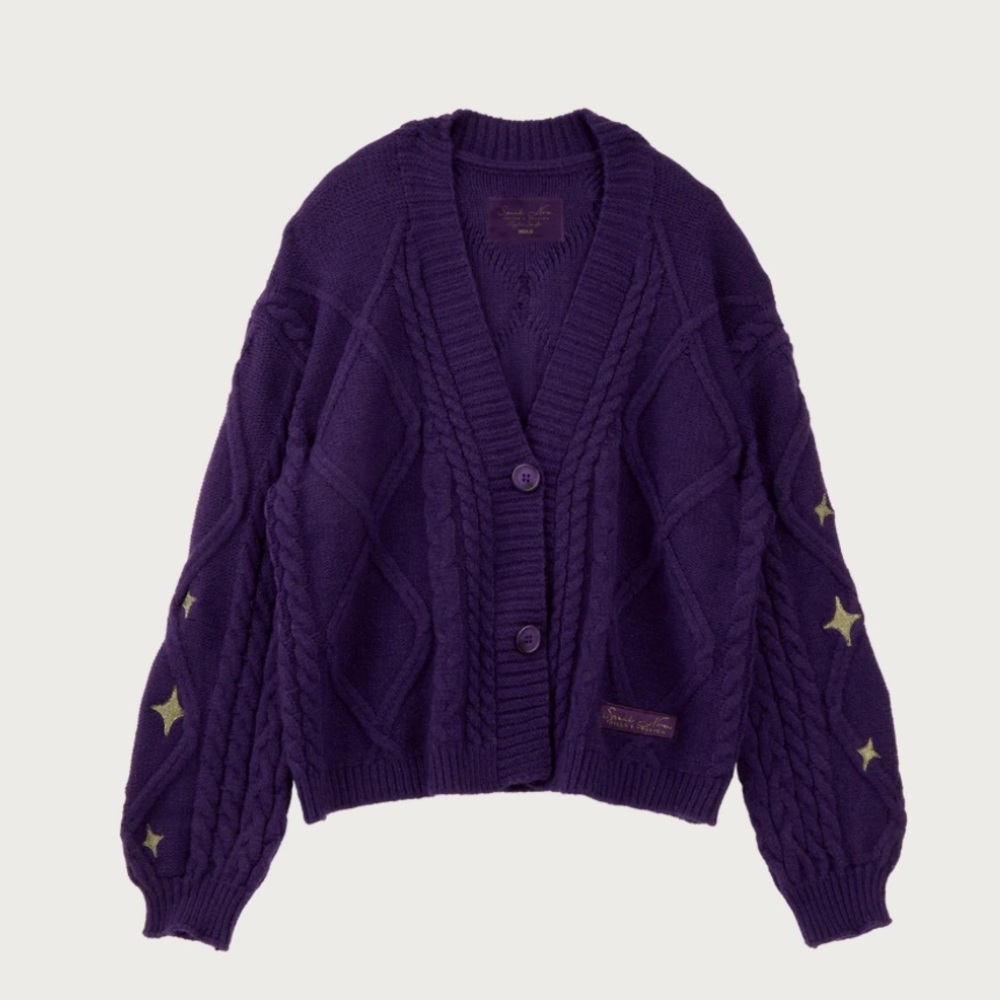 Taylor Swift Purple Cable Knit Cardigan Sweater